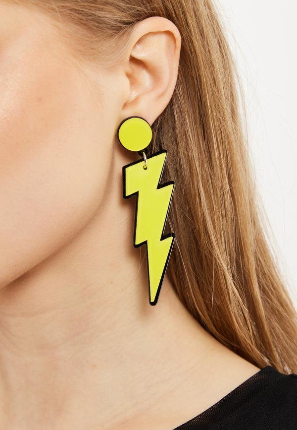 House Of Holland House Of Holland Lightening Bolt Drop Style Earrings In Yellow