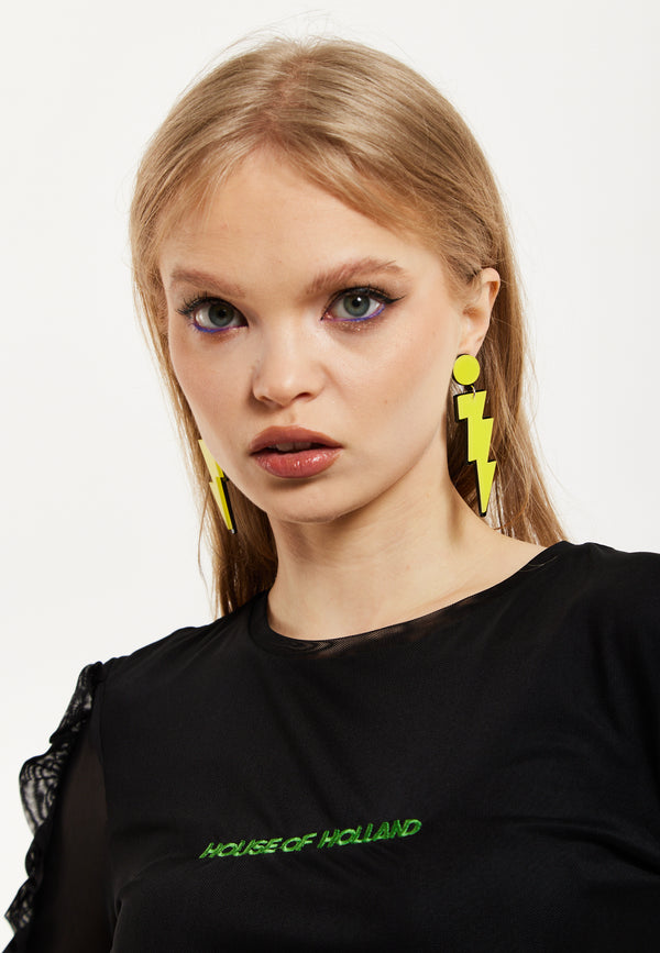 House Of Holland House Of Holland Lightening Bolt Drop Style Earrings In Yellow