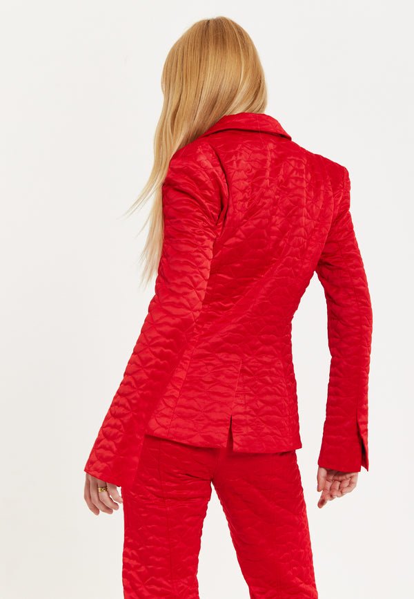 House Of Holland House Of Holland Lips Quilted Blazer In Red
