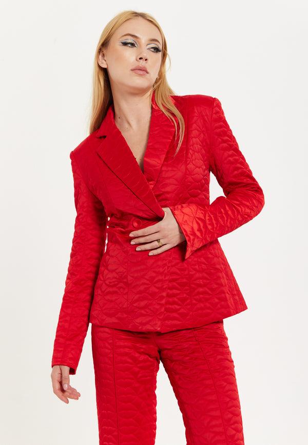 house of holland House Of Holland Lips Quilted Blazer In Red