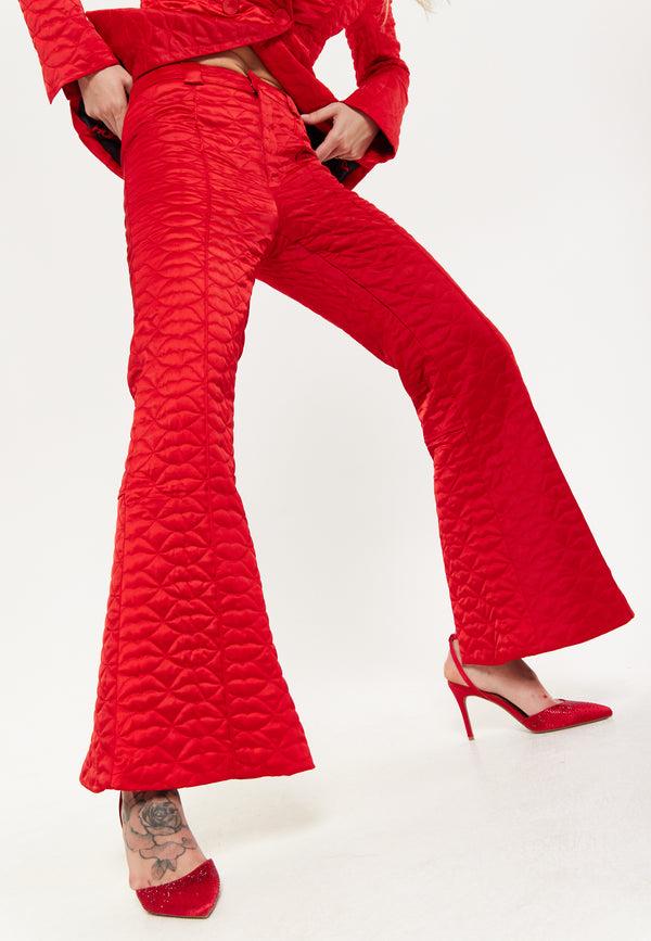 House Of Holland House Of Holland Lips Quilted Trousers In Red