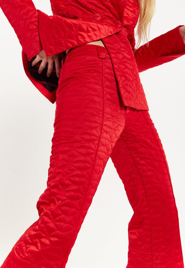 House Of Holland House Of Holland Lips Quilted Trousers In Red