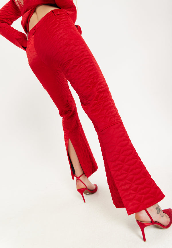 House Of Holland House Of Holland Lips Quilted Trousers In Red