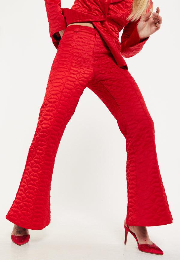 house of holland House Of Holland Lips Quilted Trousers In Red house of holland House Of Holland Lips Quilted Trousers In Red