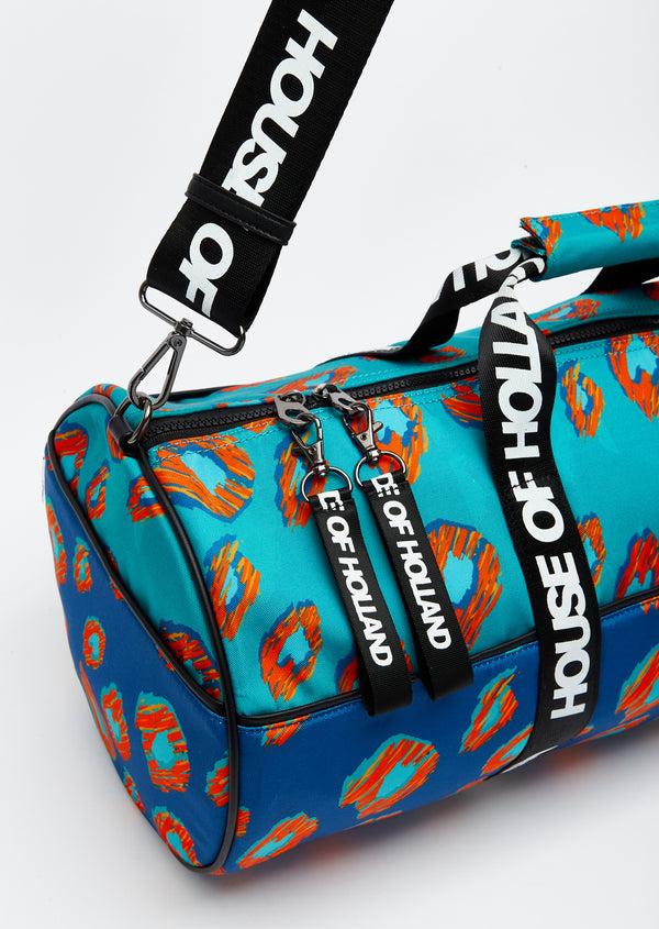 House Of Holland House Of Holland Logo Pattern Holdall Bag In Blue