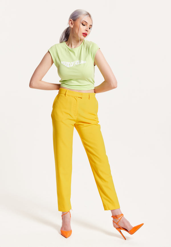 House Of Holland House Of Holland Logo Tie Detail Crop Top In Wasabi Green