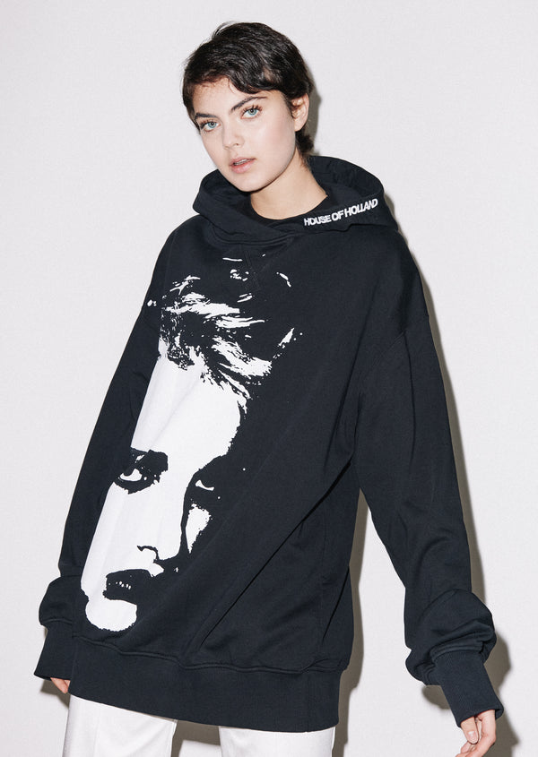 house of holland House Of Holland Longline Face Hoodie house of holland House Of Holland Longline Face Hoodie