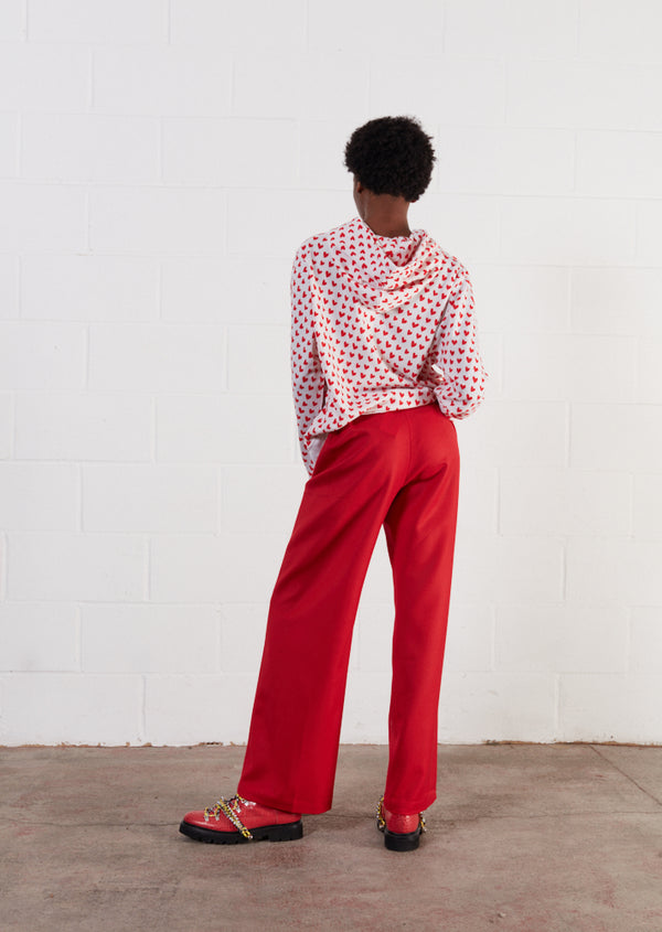 House Of Holland House Of Holland Merino Wool Red And White Heart Print Hoodie