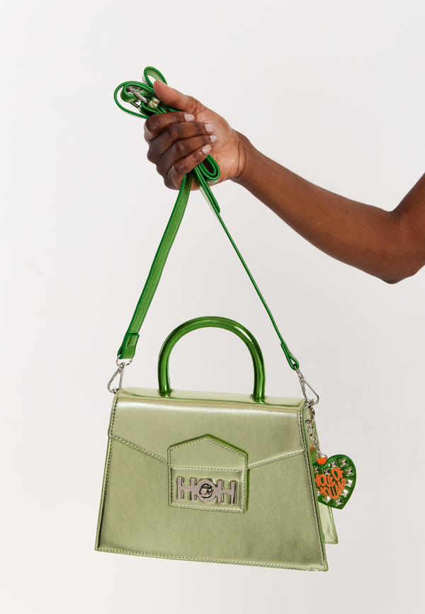 house of holland House of Holland Metallic Green Handbag house of holland House of Holland Metallic Green Handbag