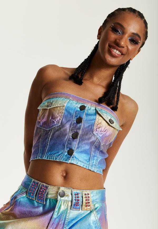 house of holland House Of Holland Metallic Rainbow Bandeau Top house of holland House Of Holland Metallic Rainbow Bandeau Top