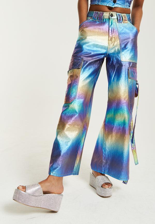 house of holland House Of Holland Metallic Rainbow Cargo Trousers house of holland House Of Holland Metallic Rainbow Cargo Trousers