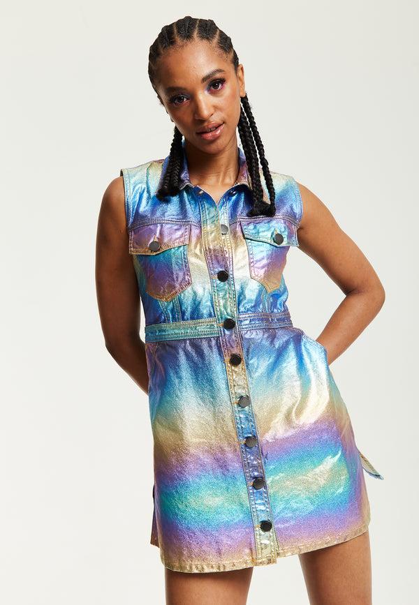 House Of Holland House Of Holland Metallic Rainbow Mini Dress