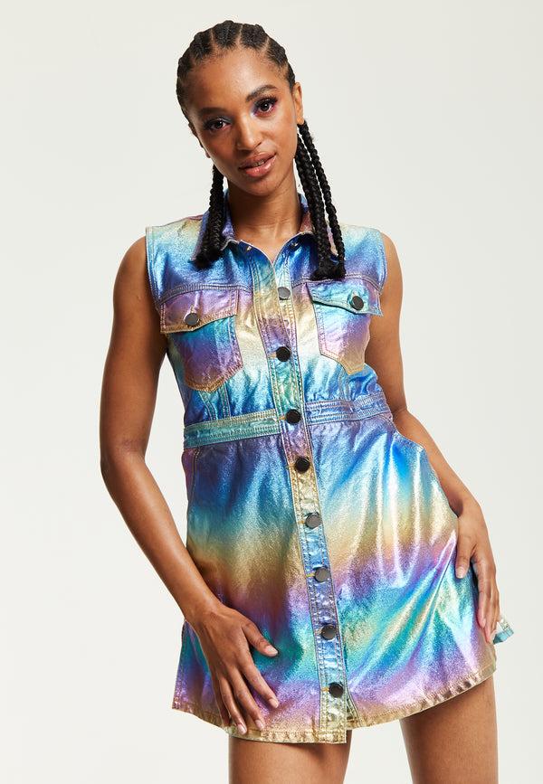 House Of Holland House Of Holland Metallic Rainbow Mini Dress