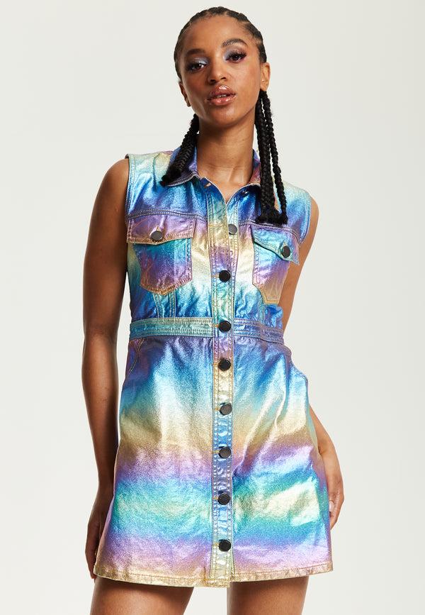 house of holland House Of Holland Metallic Rainbow Mini Dress
