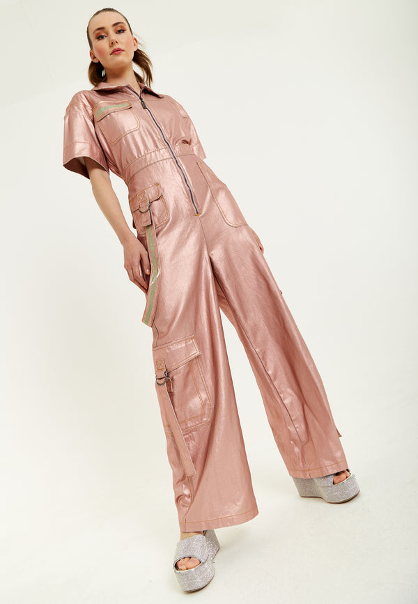 House Of Holland House Of Holland Metallic Utility Jumpsuit