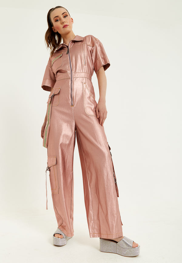 House Of Holland House Of Holland Metallic Utility Jumpsuit