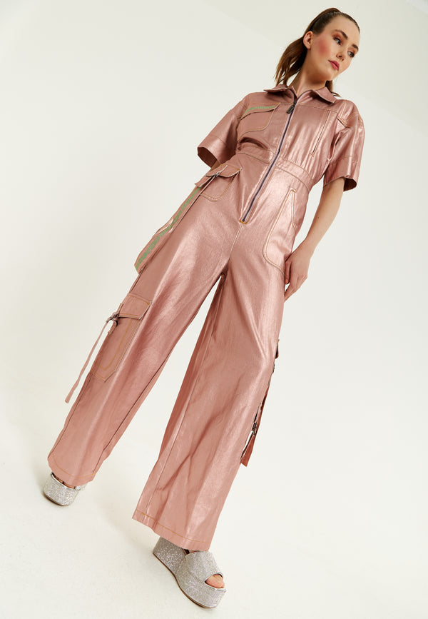house of holland House Of Holland Metallic Utility Jumpsuit house of holland House Of Holland Metallic Utility Jumpsuit