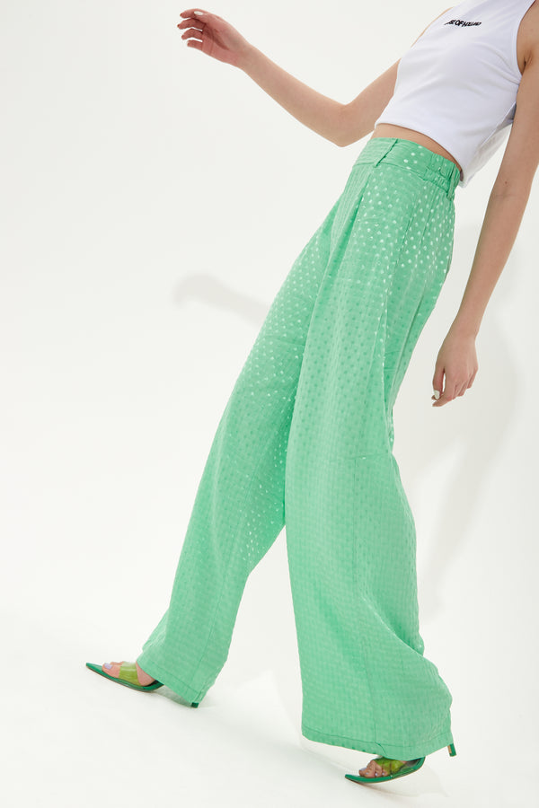 House Of Holland House Of Holland Mint Green Jacquard Trousers