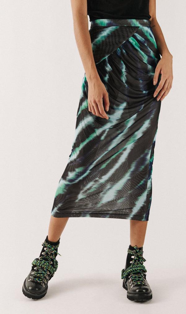 House Of Holland House Of Holland Mint Tie Dye Midi Skirt
