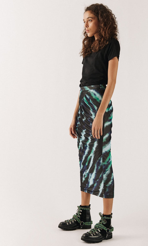 house of holland House of Holland Mint Tie Dye Midi Skirt