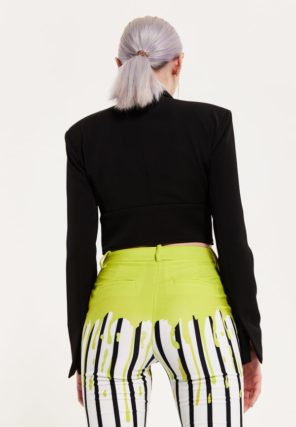 House Of Holland House Of Holland Monochrome Short Lock Jacket Black