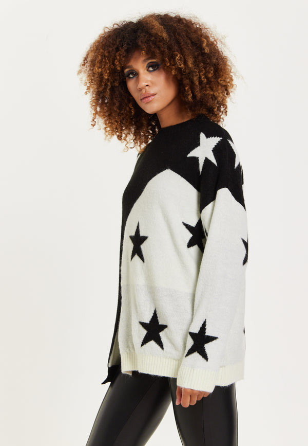 House Of Holland House Of Holland Monochrome Star Jumper With Slit Details