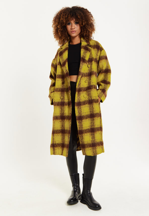 House Of Holland House Of Holland Mustard Check Coat