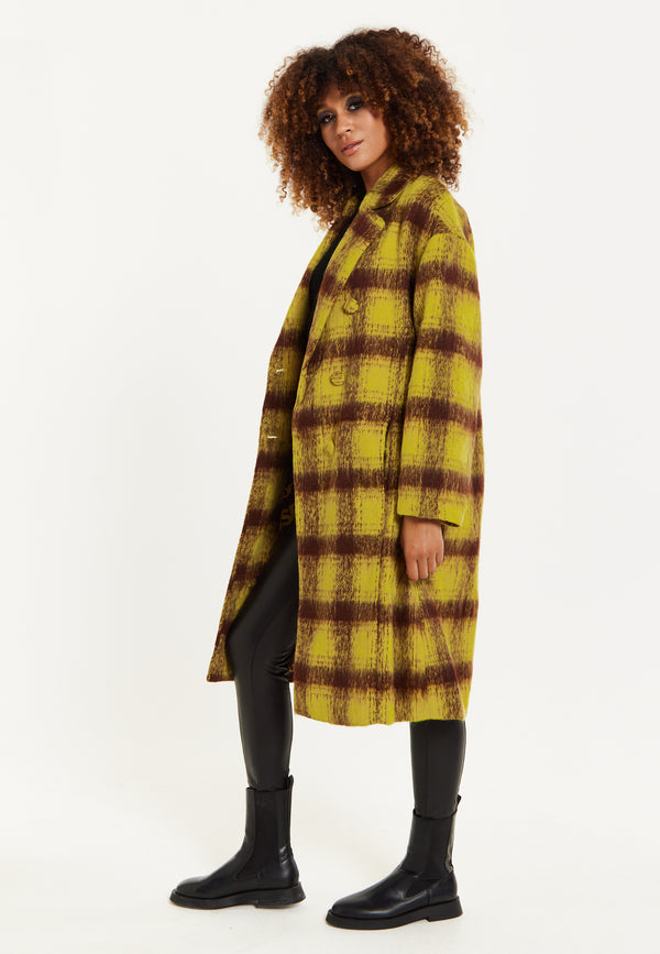 House Of Holland House Of Holland Mustard Check Coat