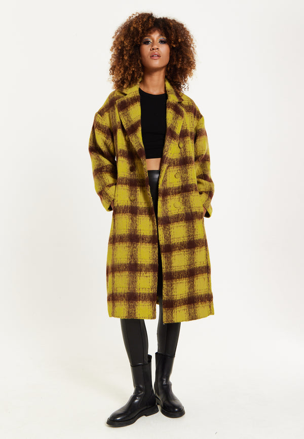 house of holland House Of Holland Mustard Check Coat