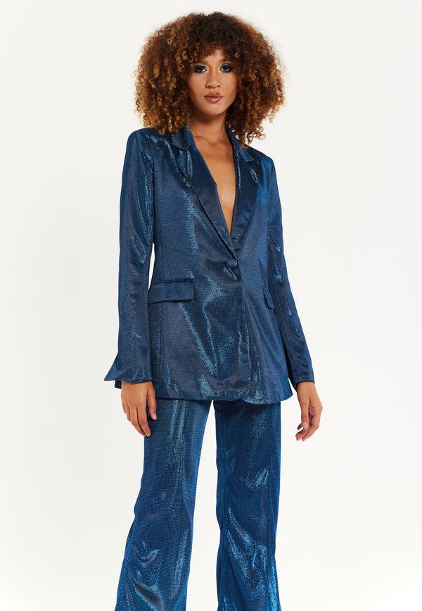 House Of Holland House Of Holland Navy Shimmer Blazer
