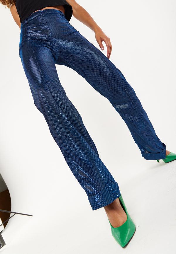 House Of Holland House Of Holland Navy Shimmer Trousers