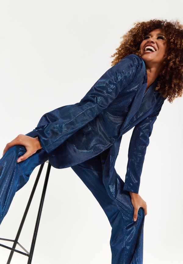 House Of Holland House Of Holland Navy Shimmer Trousers