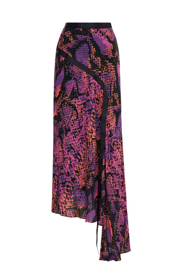 House Of Holland House Of Holland Neon Snake Print Midi Skirt (Pink)