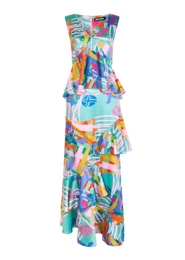 House Of Holland House Of Holland Nova Print Satin Maxi Dress