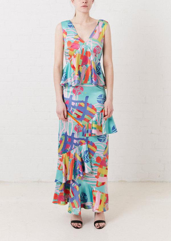 house of holland House of Holland Nova Print Satin Maxi Dress