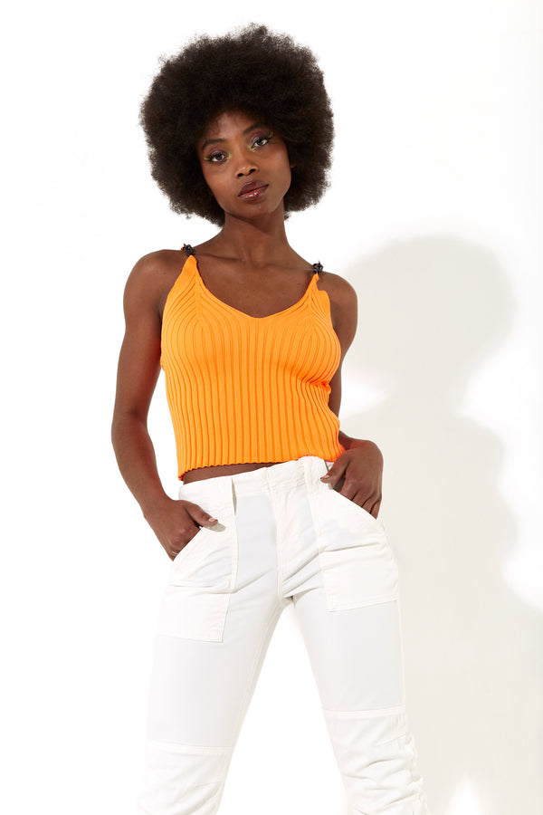 House Of Holland House Of Holland Off White Skinny Cropped Trousers With A Pocket Detail And Metal Zip Detail