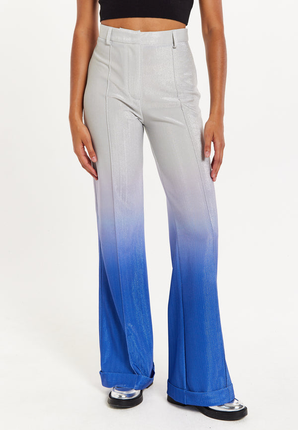 house of holland House of Holland Ombre Shimmer Trousers In Blue And Silver