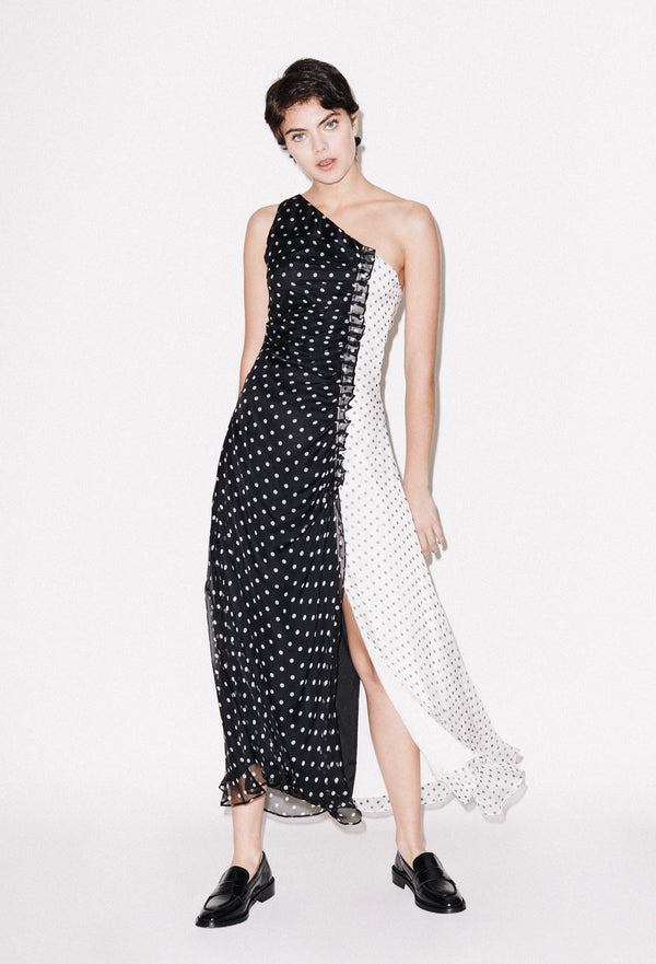 house of holland House of Holland One Shoulder Polka Gathered Dress