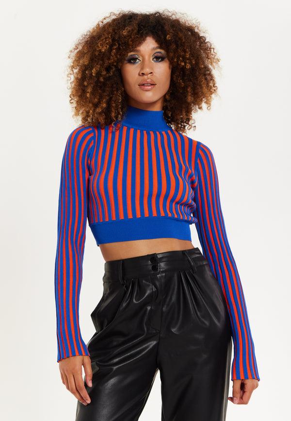 House Of Holland Orange And Blue Knitted Jumper