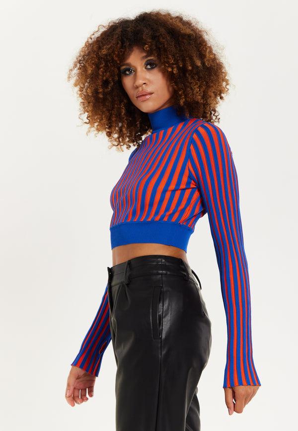 House Of Holland Orange And Blue Knitted Jumper