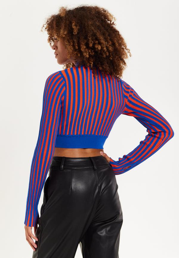 House Of Holland Orange And Blue Knitted Jumper