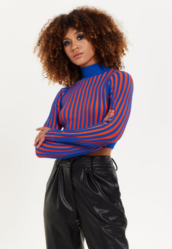 house of holland Orange And Blue Knitted Jumper