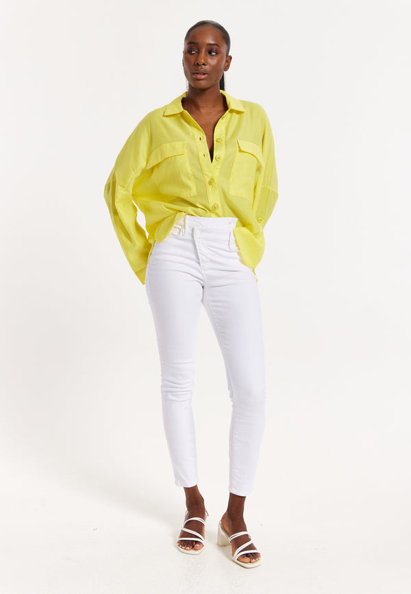 House Of Holland House Of Holland Oversized Yellow Shirt With Large Utility Pockets