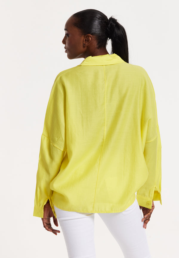 House Of Holland House Of Holland Oversized Yellow Shirt With Large Utility Pockets