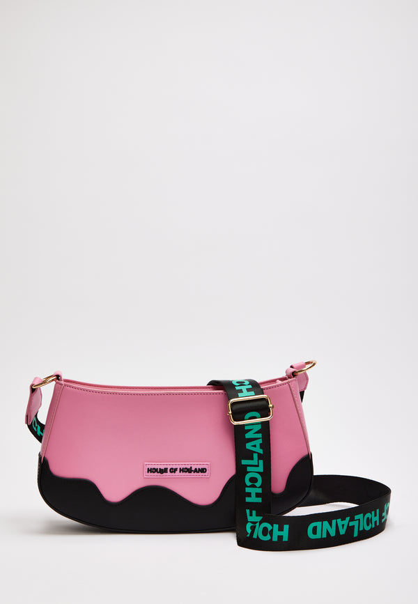 House Of Holland House Of Holland Pink Cross Body Bag With Printed Logo