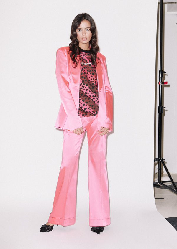 house of holland House of Holland Pink Satin Tailored Jacket