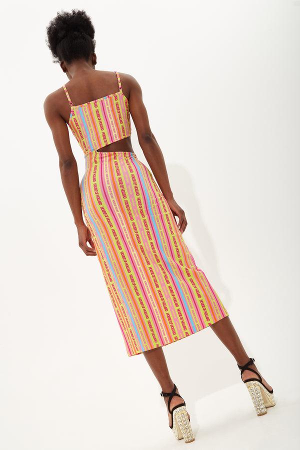 House Of Holland House Of Holland Printed Jersey Midi Dress With Cut Out Detail