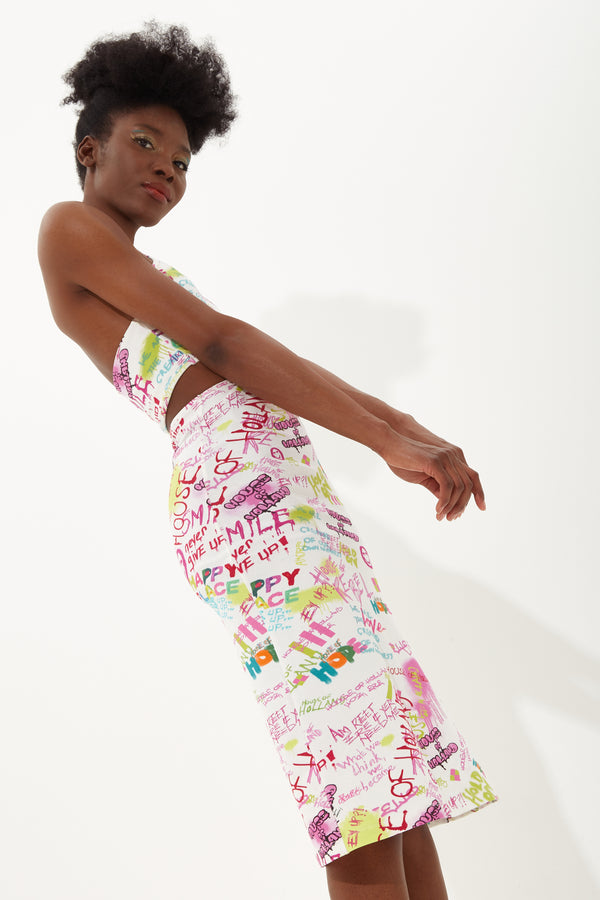 House Of Holland House Of Holland Printed Jersey Midi Dress With Knot Front And Cut Out And Tied Neck