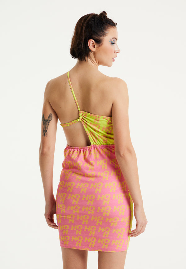 House Of Holland House Of Holland Printed Jersey Mini Dress In Contrast Colours