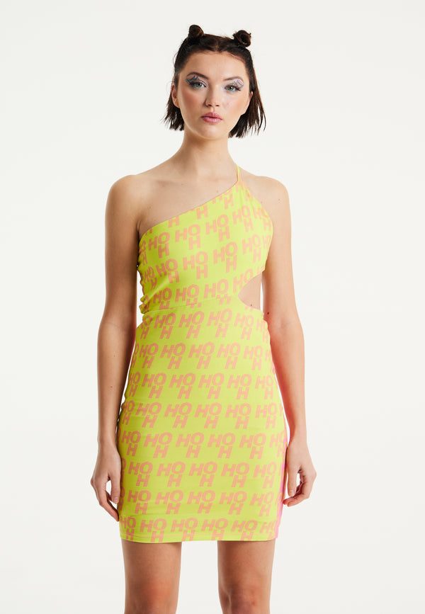 house of holland House Of Holland Printed Jersey Mini Dress In Contrast Colours